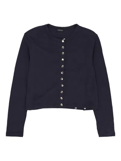 Callipygian Snap Navy Cardigans In Blue