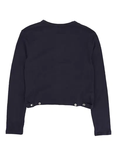 Callipygian Snap Navy Cardigans In Blue