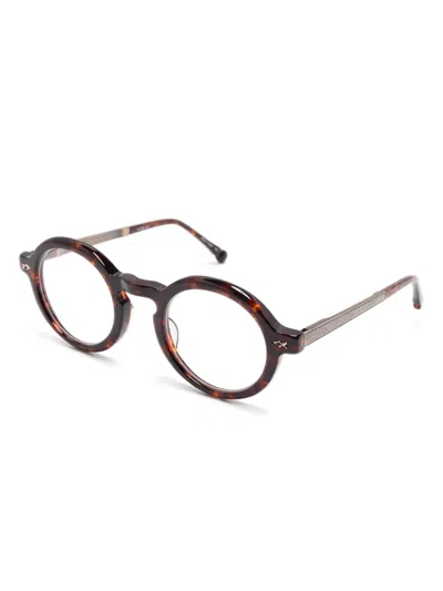 Matsuda Round-frame Glasses In Brown