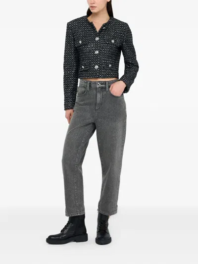Liu •jo Liu Jo High Waist Black Jeans With Rolled Cuffs In Gray