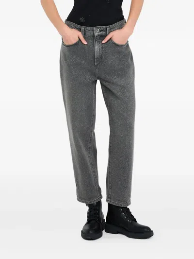 Liu •jo Liu Jo High Waist Black Jeans With Rolled Cuffs In Gray