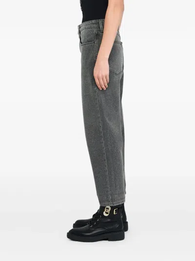 Liu •jo Liu Jo High Waist Black Jeans With Rolled Cuffs In Gray