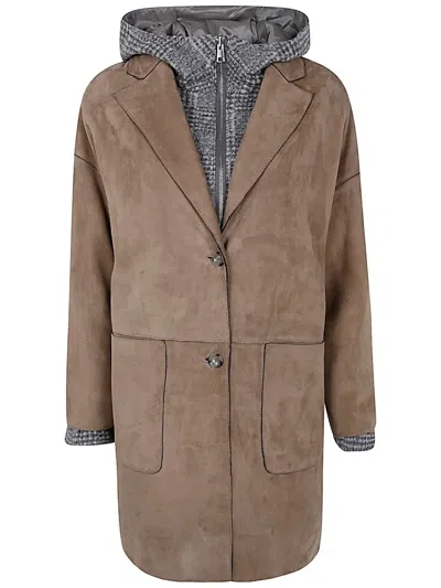 The Jackie Leathers Angelique Reverse Bomber Jacket In Brown