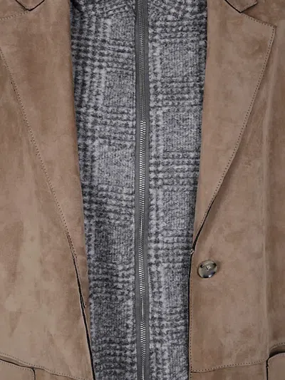 The Jackie Leathers Angelique Reverse Bomber Jacket In Brown