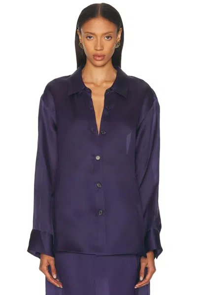 Khaite Herschel Oversized Silk-organza Shirt In Blue