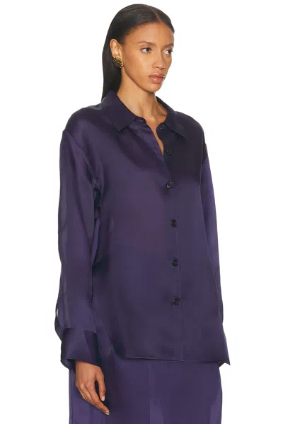 Khaite Herschel Oversized Silk-organza Shirt In Blue