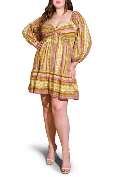 Flying Tomato All My Pride Woven Mini Dress In Brown Lavender