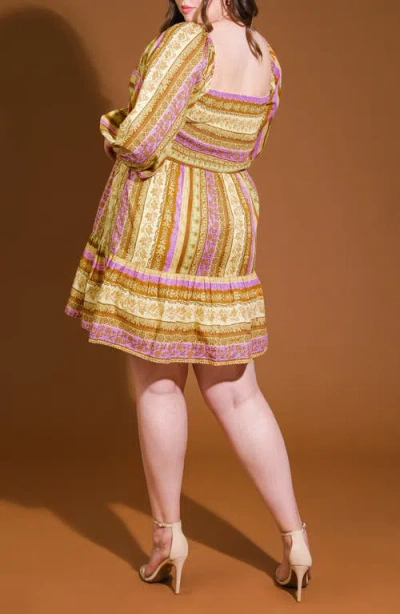 Flying Tomato All My Pride Woven Mini Dress In Brown Lavender