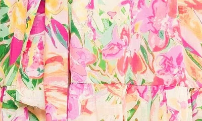 Flying Tomato Printed Tie Waist Tiered Maxi Dress In Multi