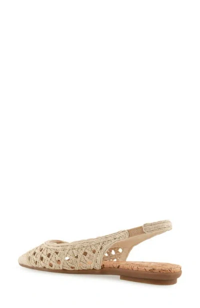 Aerosoles Diego Slingback Pointed Cap Toe Raffia Flat In Brown
