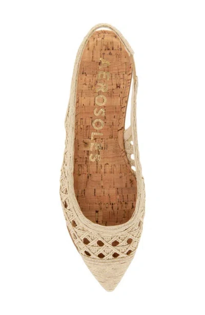 Aerosoles Diego Slingback Pointed Cap Toe Raffia Flat In Brown