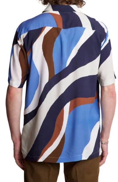 Paisley & Gray Men's Camp Collar Printed Shirt In Blue