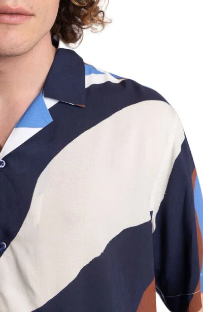 Paisley & Gray Men's Camp Collar Printed Shirt In Blue