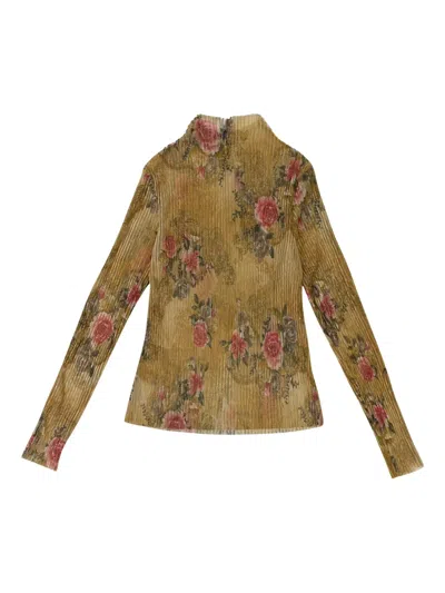 Callipygian Floral-print Top In Yellow