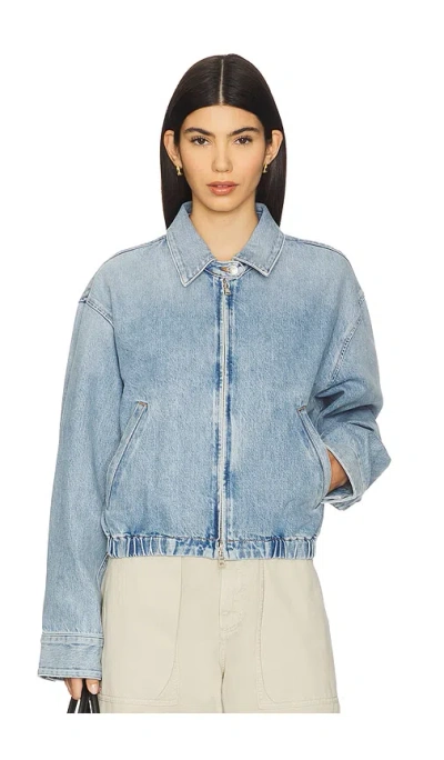 Agolde Nile Zip-front Elastic-waist Denim Jacket