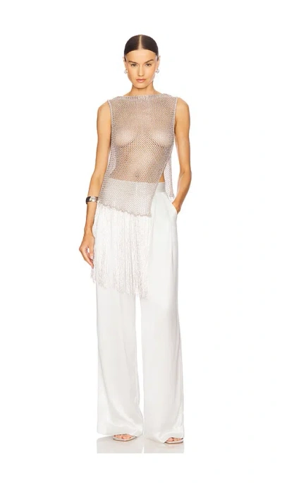 Lapointe Metallic Netting Fringe Asymmetric Top