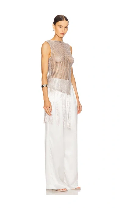 Lapointe Metallic Netting Fringe Asymmetric Top