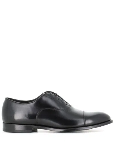 Doucal's High-shine Black Oxford Shoes With Lace-up Fastening In Black