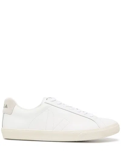 Shop Veja Leather Logo Sneakers