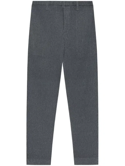 Issey Miyake Pleated Trousers With Elasticated Waistband And Ribbed Texture