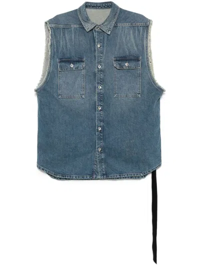 Rick Owens Drkshdw Washed Indigo Raw Edge Jacket