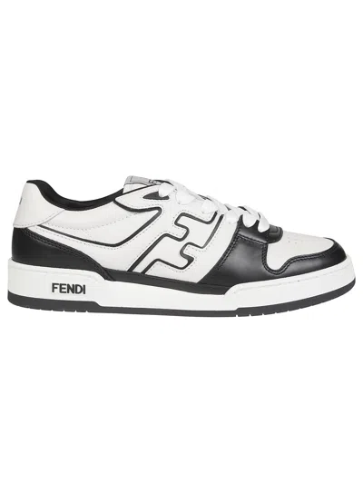 Fendi Leather Sneakers With Ff Lateral Logo In Multi