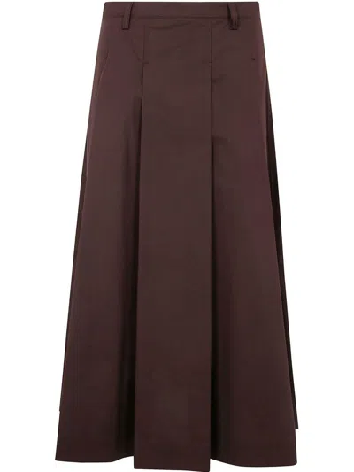 Seventy A-line Brown Poplin Stretch Maxi Skirt