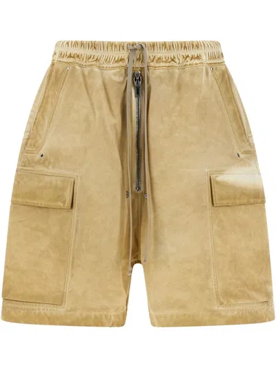 Rick Owens Drkshdw Drkshdw By Rick Owens Beige Cargobela Shorts In Gold