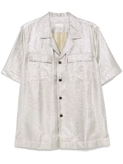 Dries Van Noten Box-pleat Detail Metallic Finish Shirt
