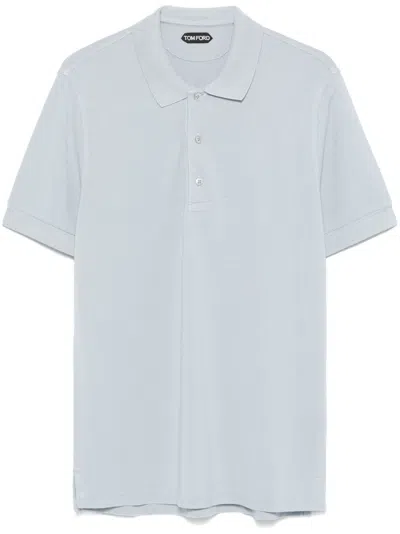 Tom Ford Light Blue Polo Shirt With Front Button Placket