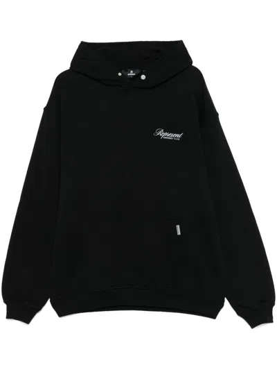 Represent Black Hoodie With Logo Lettering Detail On The Front And Maxi Logo Print On The Rear In Cotton Man