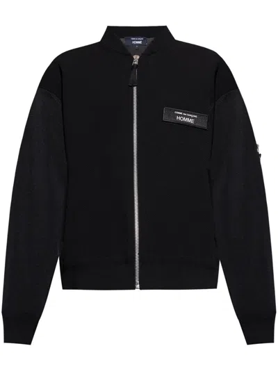 Comme Des Garçons Homme Deux Knitted Jersey Bomber Jacket In Black