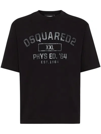 Dsquared2 Physical Education Crew Neck Graphic T-shirt In Black