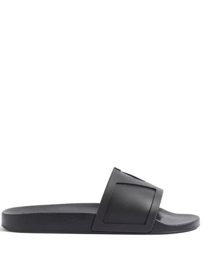 Valentino Garavani Black Sandals With Vlogo Detail On The Front In Tech Fabric Man