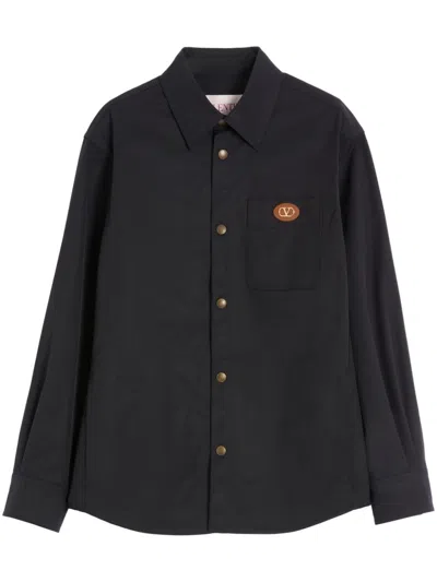 Valentino Garavani Man Shirt Black Size 38 Polyester, Elastomultiester In Black