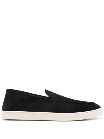Giorgio Armani Almond Toe Leather Sneaker With Braid Detailing
