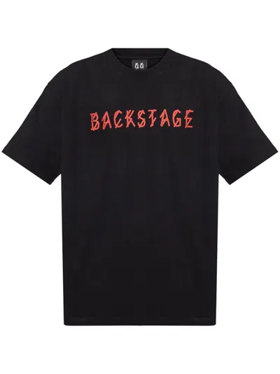 44 Label Group Black T-shirt With Print On The Front And Maxi Logo On The Back