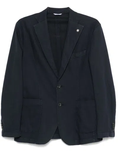 Manuel Ritz Navy Blue Single-breasted Blazer With English Rear Vents In Blue