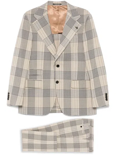 Gabriele Pasini Light Brown Checkered Suit