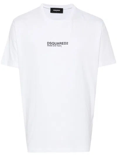 Dsquared2 'cool Fit Tee' White T-shirt With Logo Print On The Front In Cotton Man