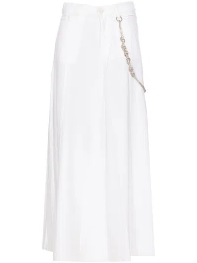 Pinko Denim Long Skirt In White