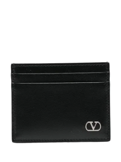 Valentino Garavani  Vlogo Signature Black Calfskin Cardholder