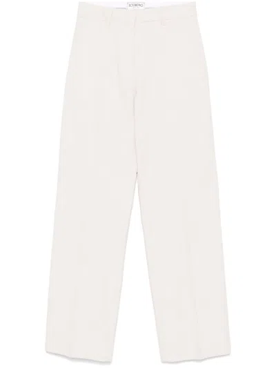Iceberg Light Beige Tailored Linen Trousers