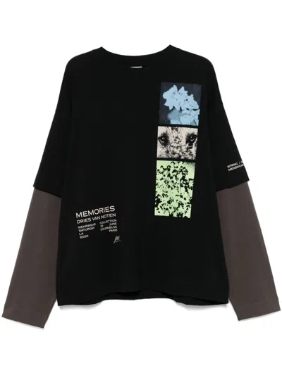Dries Van Noten Mens Black Hemmings Crewneck Cotton-jersey T-shirt