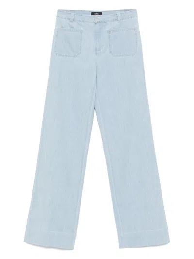 Apc Wide-leg Denim Trousers Patch Pockets