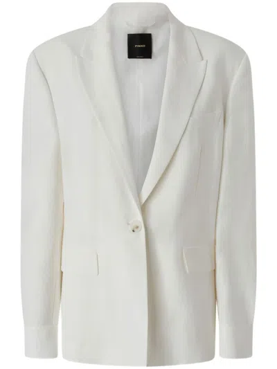 Pinko Tailored White Blazer With Adjustable Strap Detail