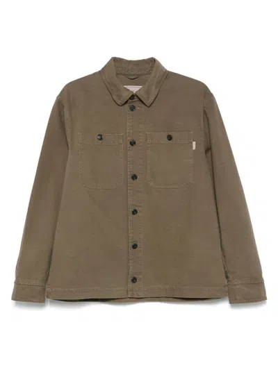 Baracuta Canvas Bomber Jacket With Chest Pockets In Brown