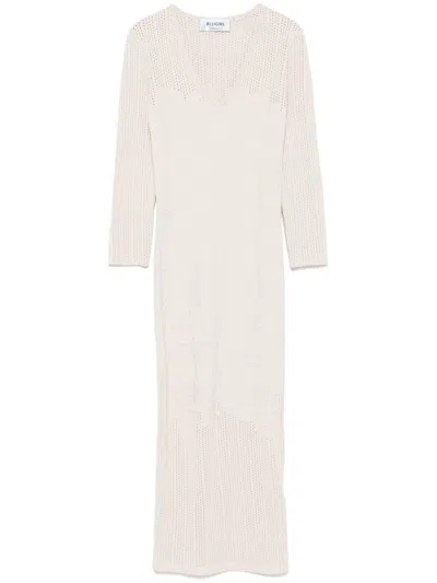 Blugirl Beige Midi Dress With Floral Texture