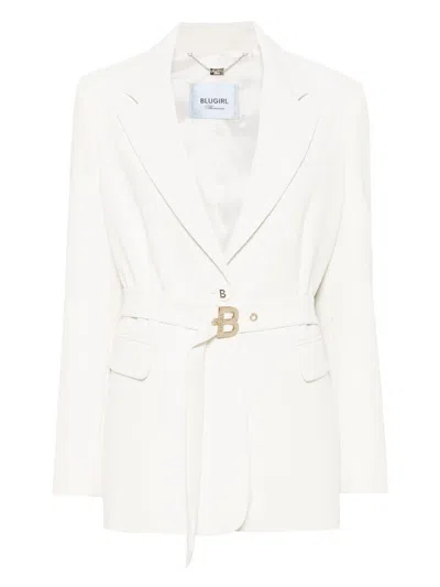Blugirl Tailored White Blazer With Belted Waist