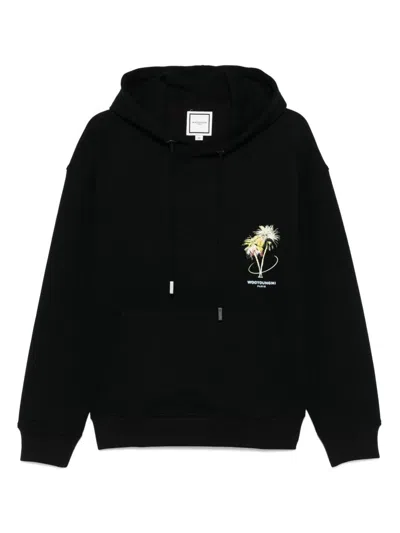Wooyoungmi Graphic Print Hooded Sweatshirt With Pouch Pocket